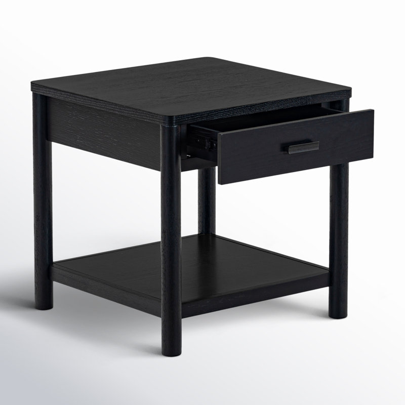 Jaylessa Wood 1 Drawer End Table, Black