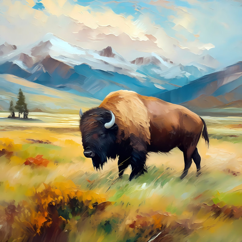 Wyoming Bison, 24" H x 24" W