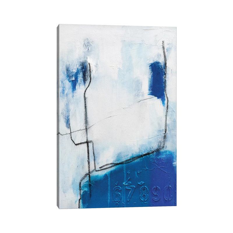 Blue Bird On A Wire by Julie Ahmad - Wrapped Canvas Gallery-Wrapped Canvas Giclée, 20.32 cm H x 30.48 cm W