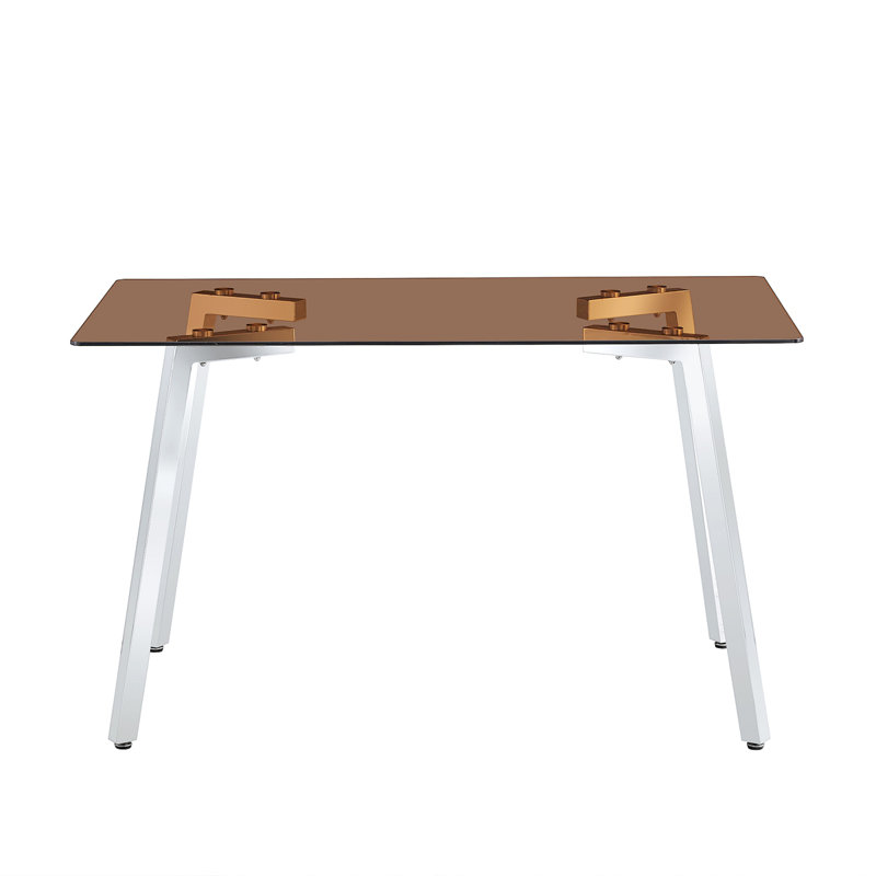 Eglina Glass Top Metal Base Dining Table