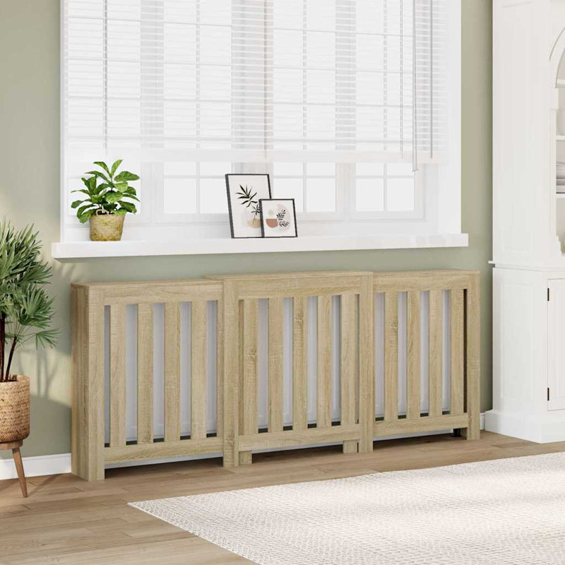 Extra Large Radiator Cover, Sonoma Oak, 205 x 21.5 x 83.5 cm, Vertical Slats