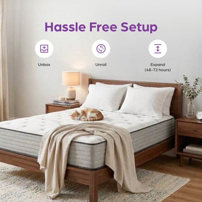  Matelas hybride ferme 10 "/ 12" / 14 "- Wayfair, Grand lit, Couleur unie, 14"