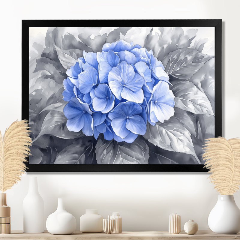 Jacynda - Floral Wall Art, Impression d'un seul cadre photo, Noir, noir, noir, noir, H 12 po x l 20 po