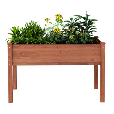 30 - Inch Elevated Wooden Planter, 48X24x30 Raised Garden Bed, Outdoor Vegetable And Herb Cultivation, Natural Solid Wood, Water Based Finish, Comfortable Gardening Setup Bed With Legs, Planter For