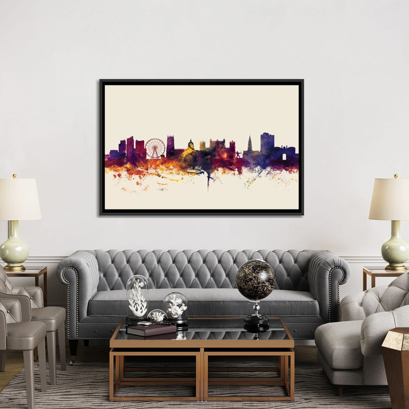 Nottingham, England, United Kingdom On Beige by Michael Tompsett - Gallery-Wrapped Canvas Giclée, 40" H x 60" W x 1.5" D