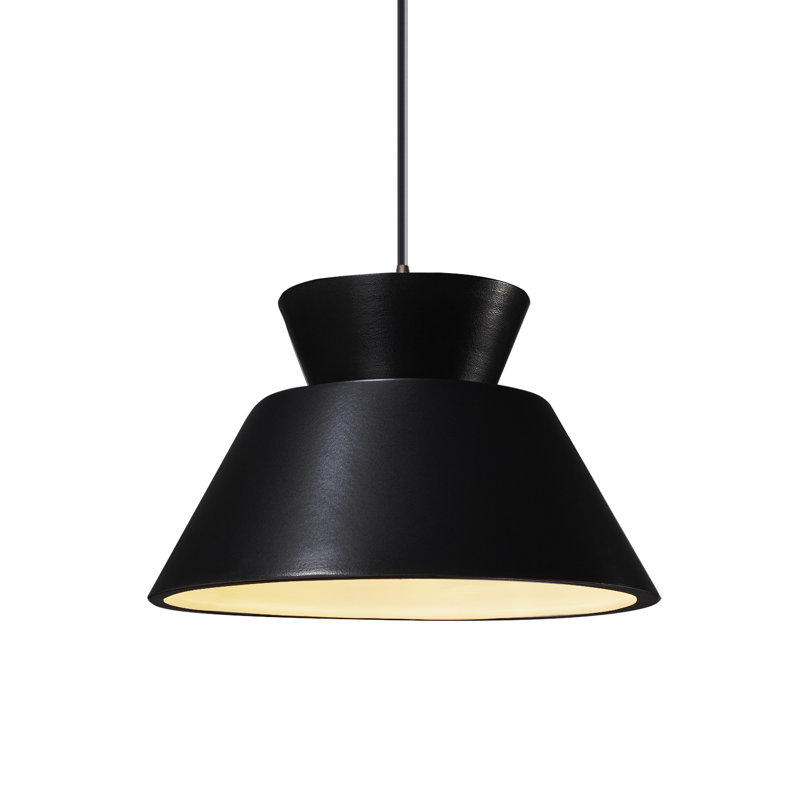 Luminaire suspendu géométrique à 1 lumière Logan, Incandescente (non incluse), Bronze foncé / cordon blanc, Noir mat carbone