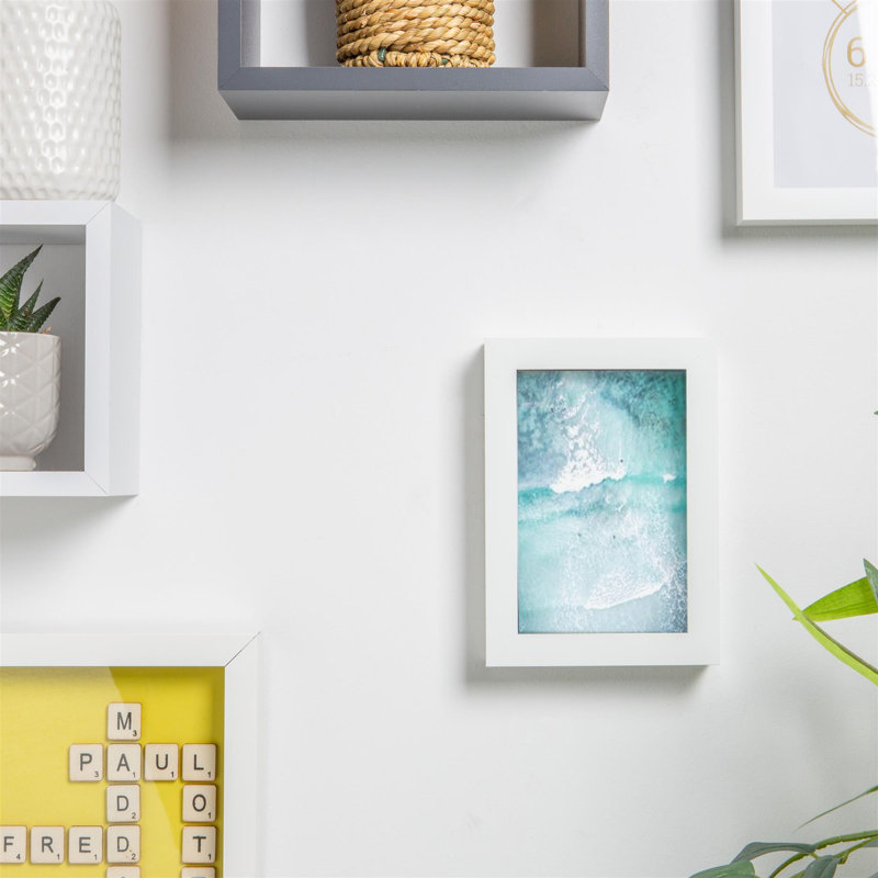 Shadow Box Picture Frame, White, 17.5cm H x 12.5cm W x 3.5cm D