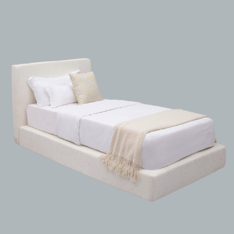 Boucle Bed Frame With Headboard, Single (3')