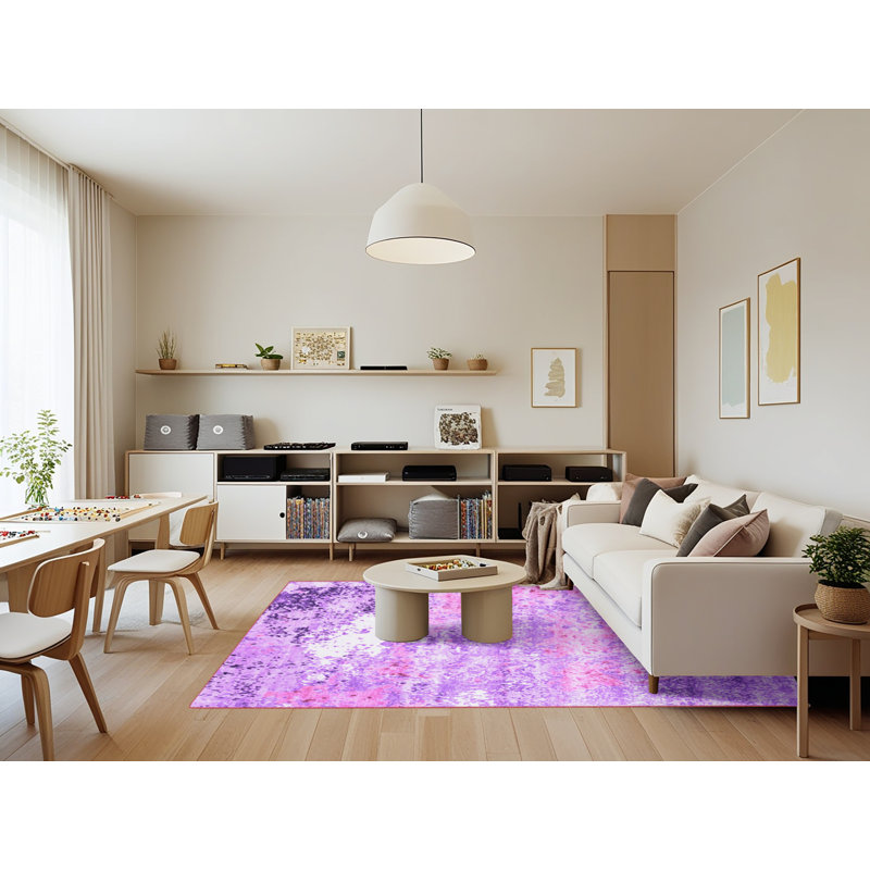 Washable Abstract Indoor Rug, Rectangle 7' x 9'