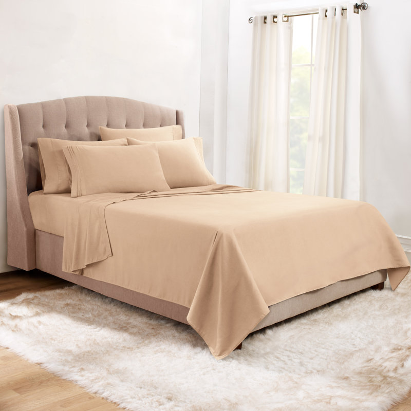 Microfiber Sheet Set, Taupe, Queen Sheet Set + 1 Fitted Sheet + 4 Pillowcases