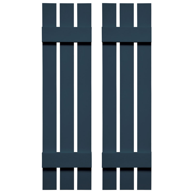 Builders Edge, paire de volets personnalisés à trois planches espacées, planche-n-lattes, 41 po, Bleu classique