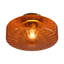1-Light Round Amber Glass Drum Semi Flush Mount