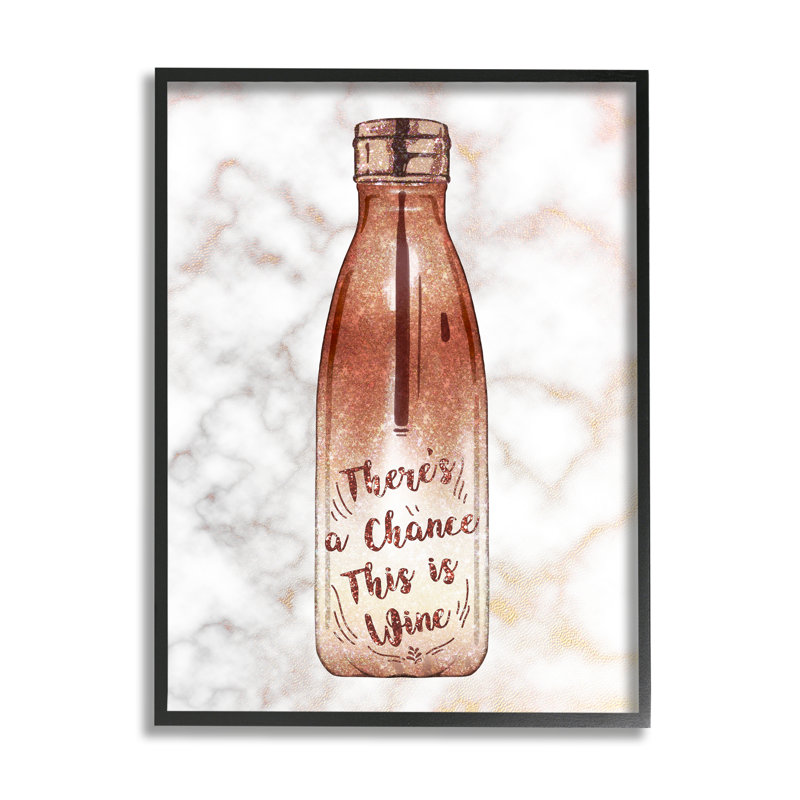 Chance This Is Wine, citation amusante, bouteille de mode, H 30 po x l 24 po, Giclée encadrée noir minuit
