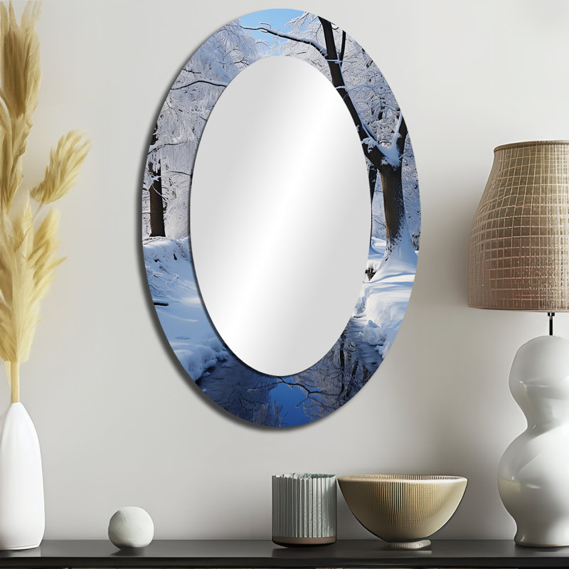 Miroir mural Winter Modern Snowy Serenity II - Blanc, 36 po x 24 po
