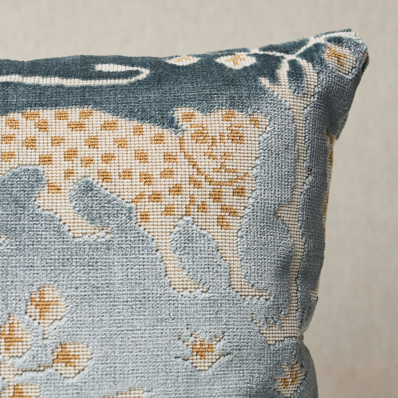 Woodland Leopard Velvet Pillow, 12" H x 18" W, Rectangle