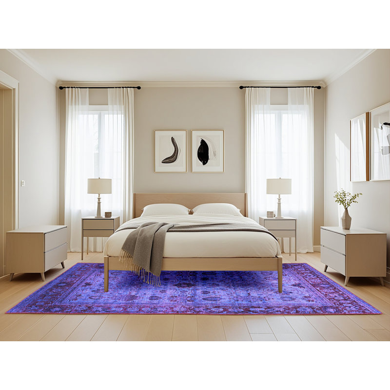 Tapis mauve Mid-Century 1579, Rectangle de 5 pi x 8 pi