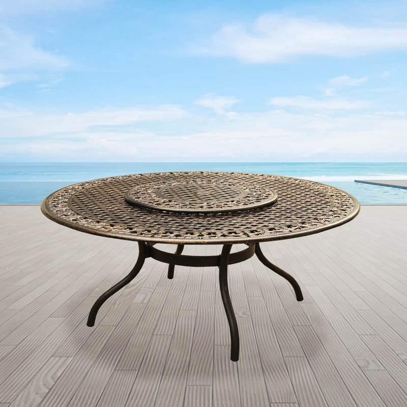 Casarez Outdoor Round Dining Table, Bronze