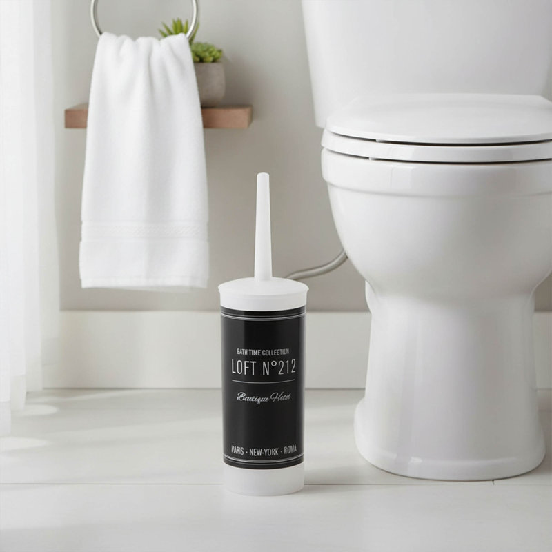 Evideco Plastic Toilet Brush And Holder, Black