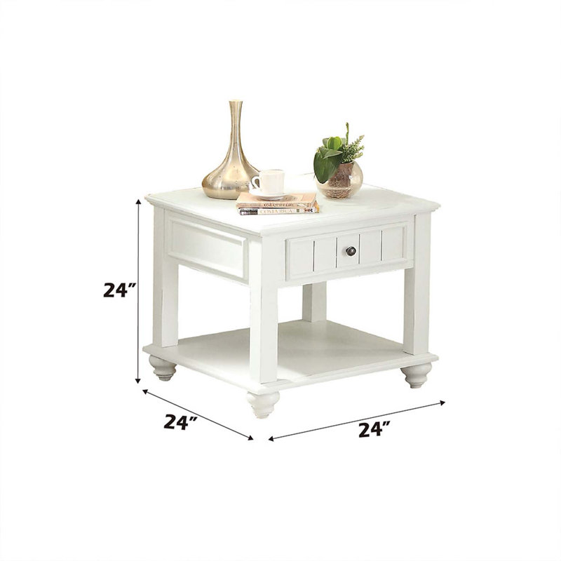 Table de bout Natesa, finition blanchie