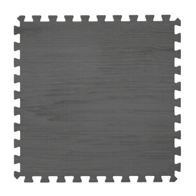 Sorbus Waterproof Wood Grain Foam Floor Tiles, 36 Tiles, 144 Sq Ft, Interlocking, Light Carbon