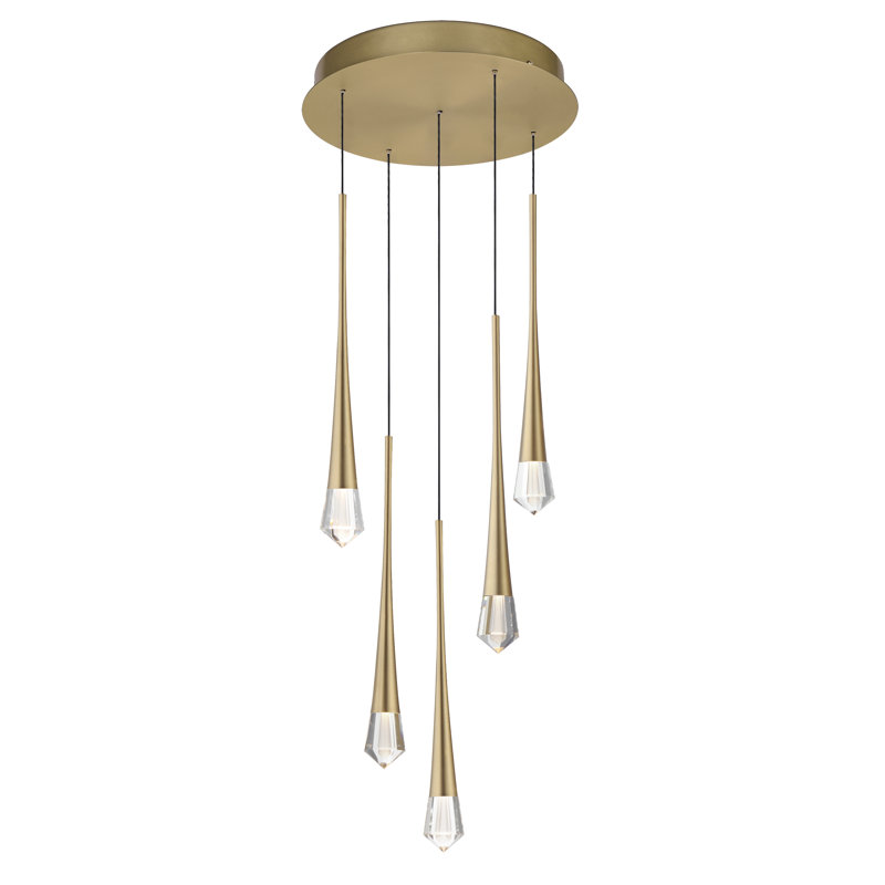 Luminaire suspendu 5 lumières, Or