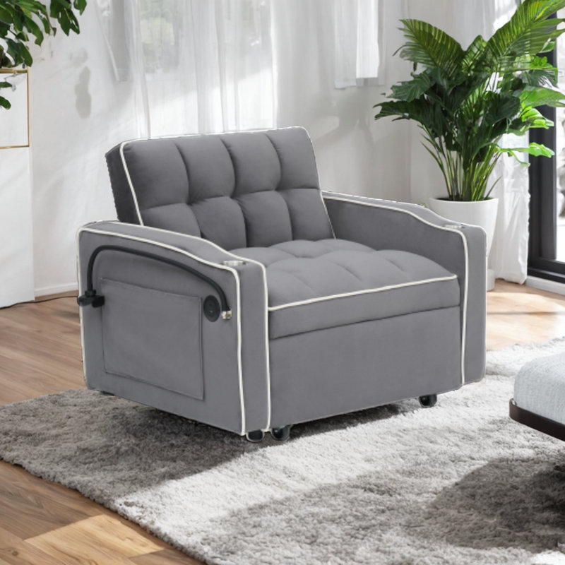 Velvet Accent Chair, Dark Gray Velvet