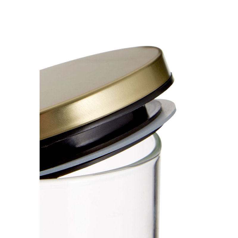 Saltash Glass Jar, 12cm H x 10cm W x 10cm D, Gold