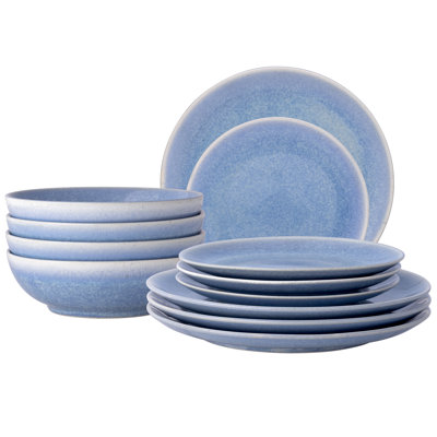Colorwave Kiln Azure 12-Piece Dinnerware Set, Service for 4