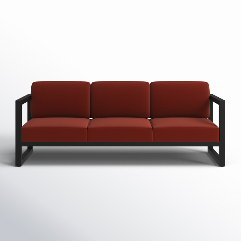 Smith 84" Outdoor Sofa with Sunbrella Cushions, Canvas Flax Sunbrella® Canvas, Black