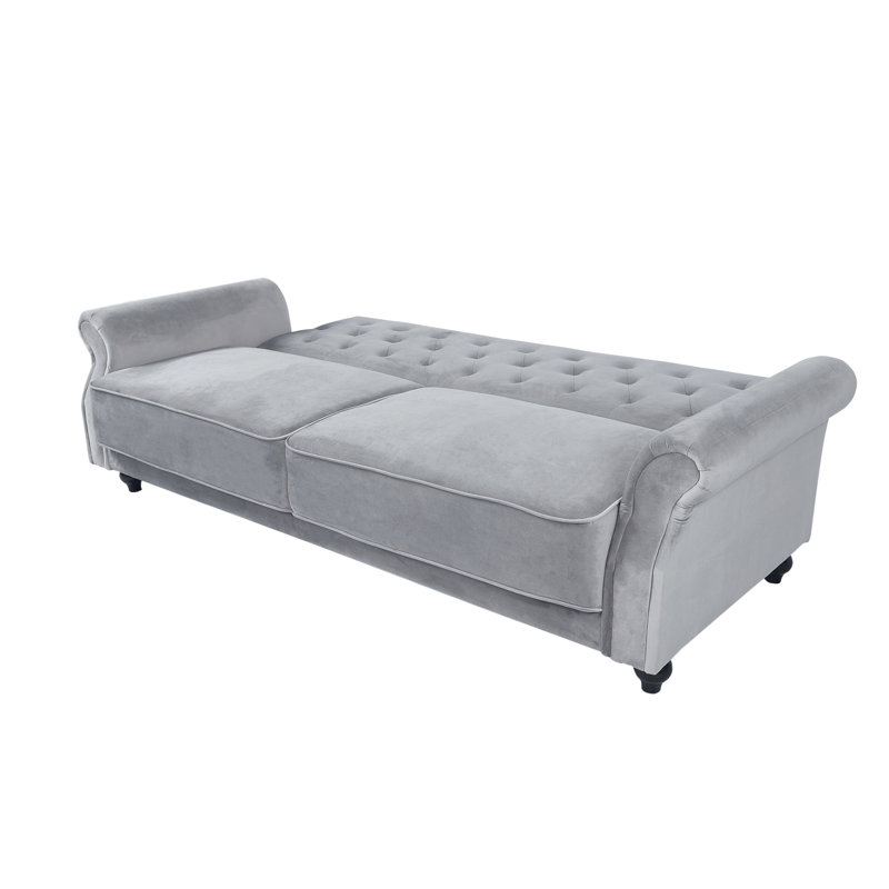 Streator 3 Seater Velvet Sofa Bed, Grey  Velvet