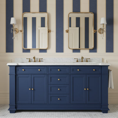 Meuble-lavabo double 72 po avec plateau en marbre Rea de Rea