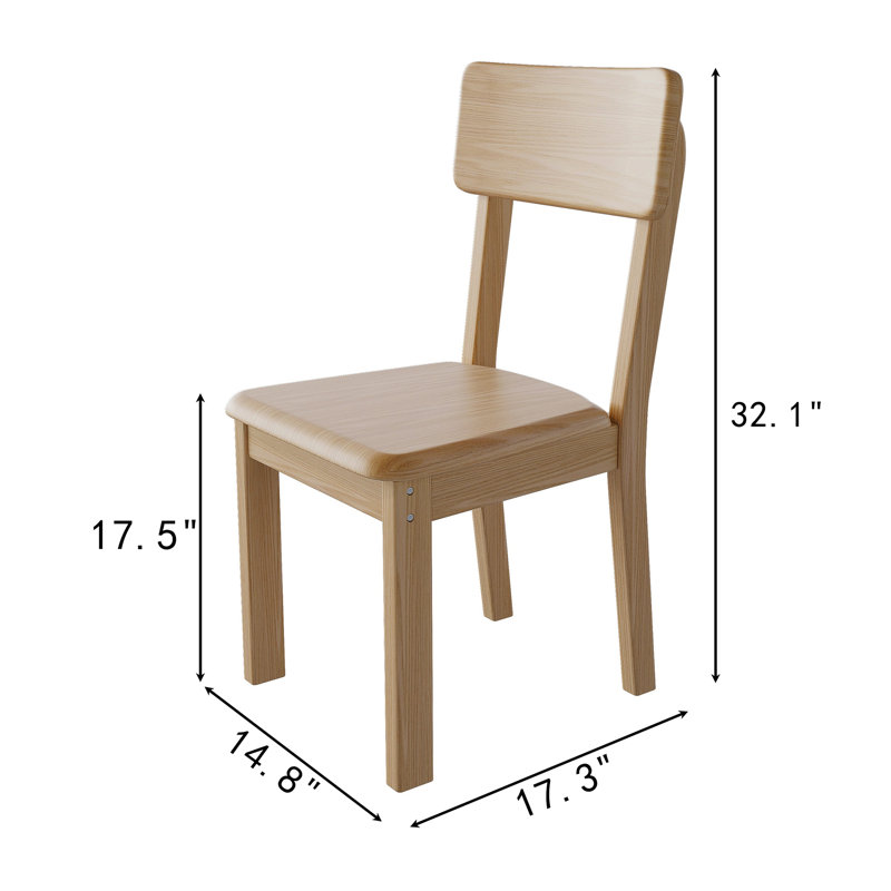 17.5" H Modern Solid Wood Dining Chair Side Chairs Set (Set of 2)