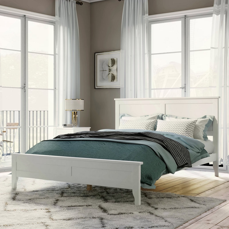 Lit plateforme double Modern, Blanc, Lit double