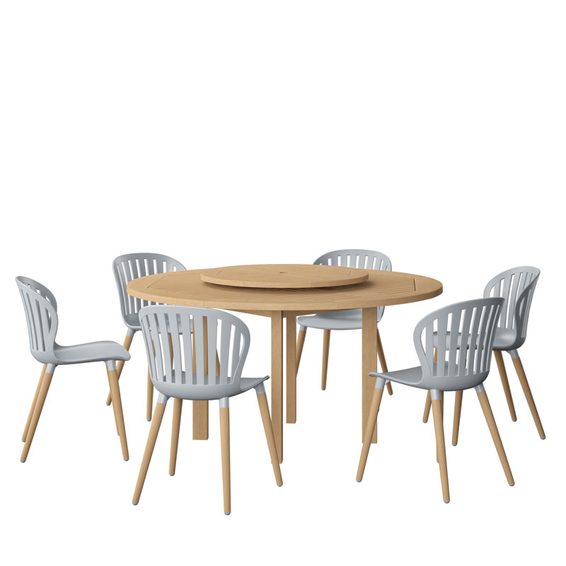 Anautica 7 Piece 100% FSC Certified Dining Set, Gray