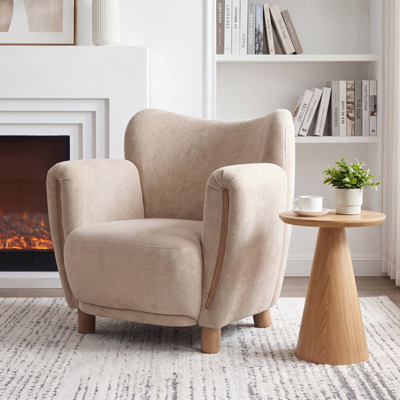 Chaise d'appoint rembourrée Halenza, Light Brown