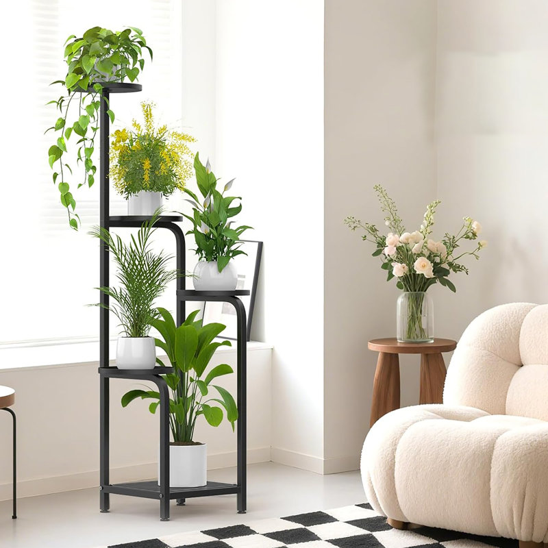 Support pour plantes d'intérieur et d'extérieur de haute qualité à 5 niveaux, structure d'angle robuste, peu encombrante et pouvant supporter plusieurs plantes