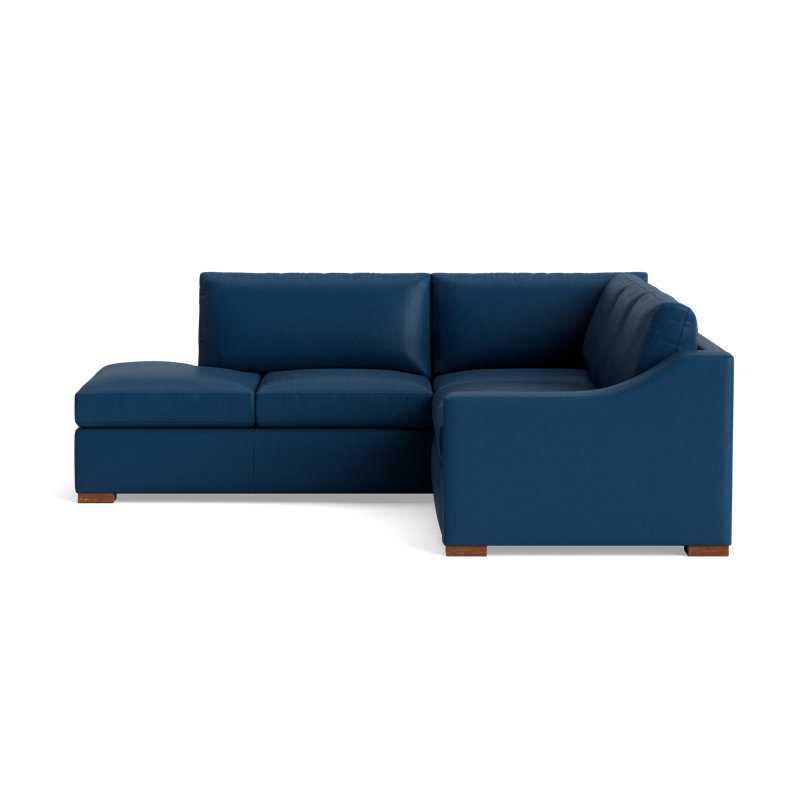 Lucca Leather Sectional, Left Hand Facing, Bison Deep Blue Top Grain Leather