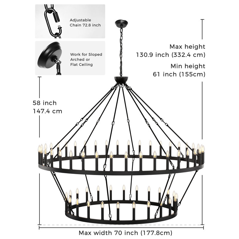 Dimmable Round / Oval Chandelier, 64