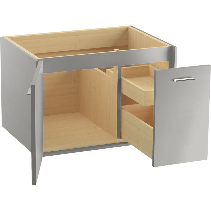 Jute 30" Vanity Base Only with 1 Door and 1 Drawer on Right, Mohair Gray