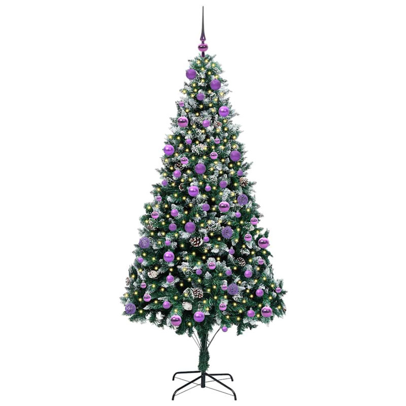 Artificial Christmas Tree with 300 LEDs with Stand, Purple, 6.89' H