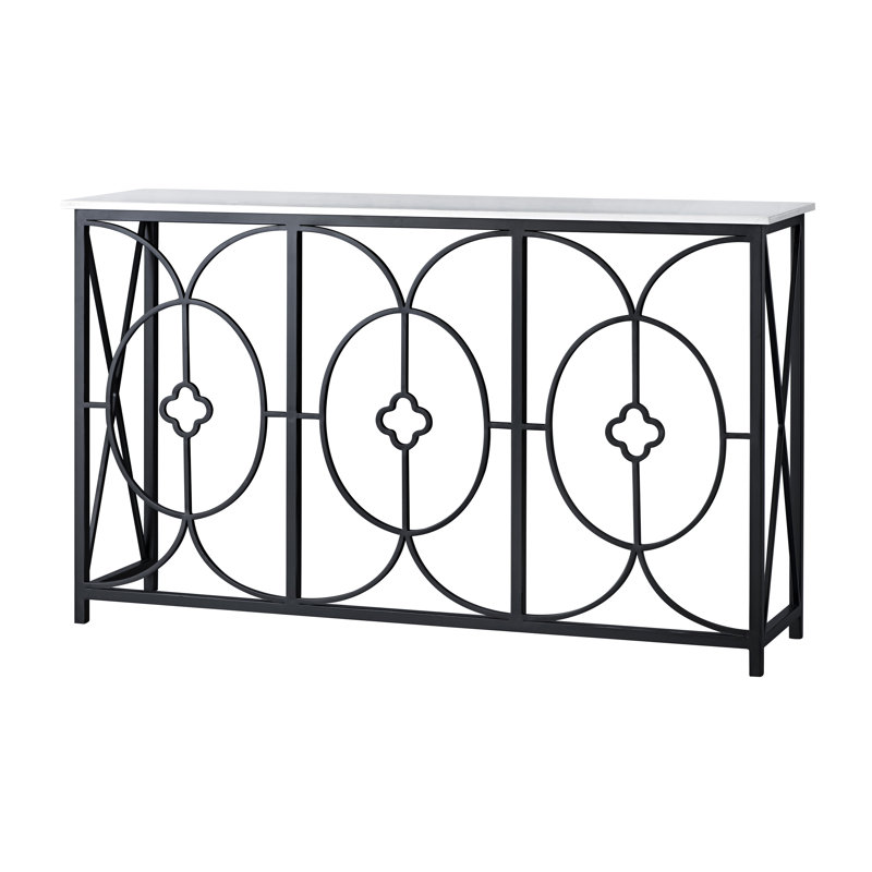 Rogue 60" Console Table, Carrera Marble, Flat Black