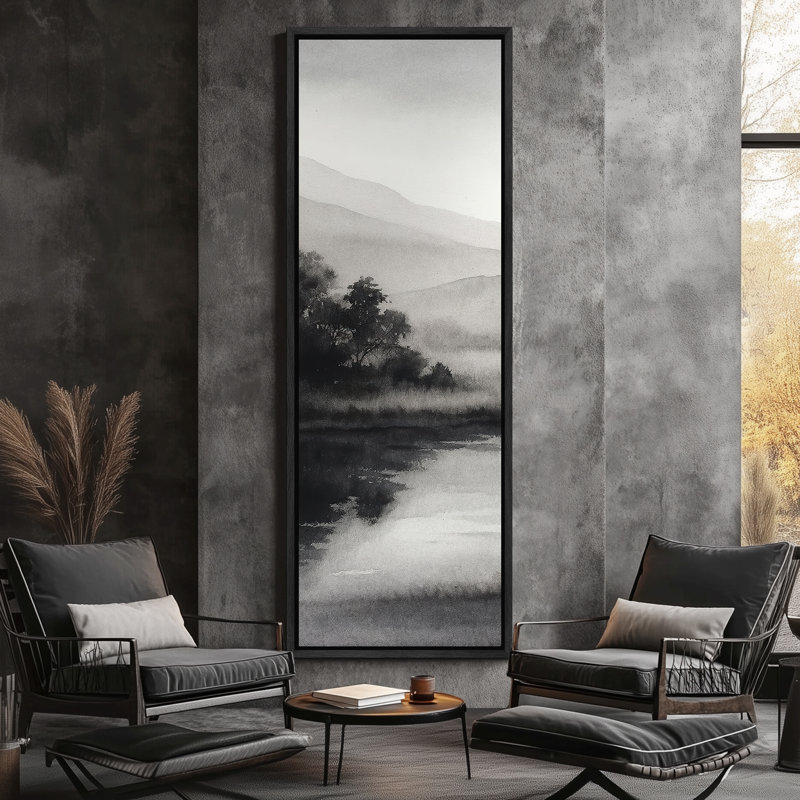 Art mural rétro sur toile, impression de paysage naturel pour décoration murale rustique, H 60 po x l 20 po, Noir