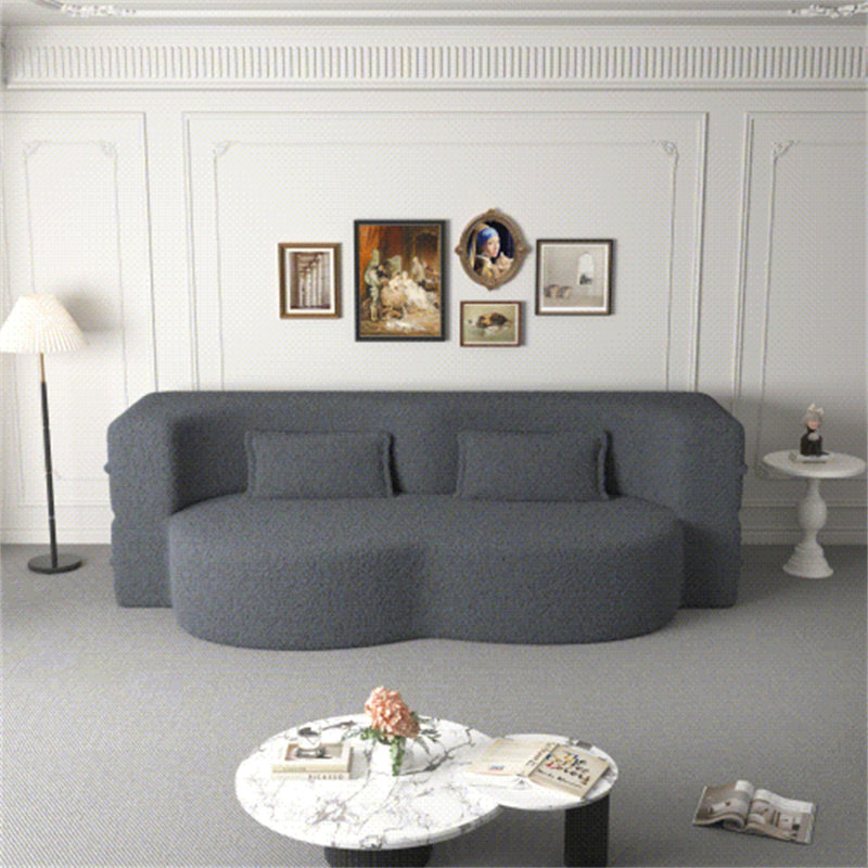 Canapé moderne avec 2 coussins, Tissu gris