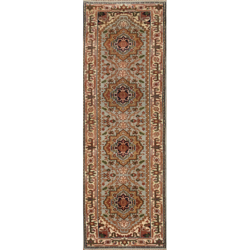 Geometric Traditional Indian Runner Rug 3x10