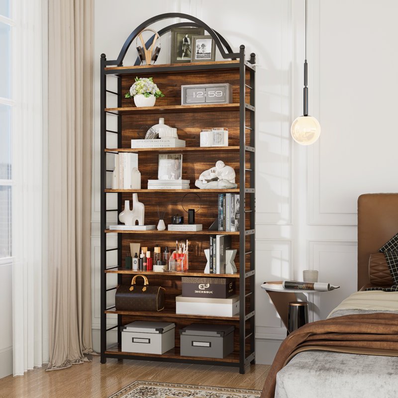 Étagère de rangement à 8 niveaux pour CD, armoire de jeu vidéo CD avec 7 tablettes et 78,7 po de hauteur, Noir brun