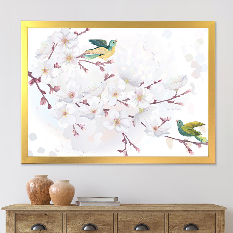 «Blossoming Cherry Tree», cadre photo, impression sur toile, H 24 po x l 32 po x P 1 po, Encadrement doré