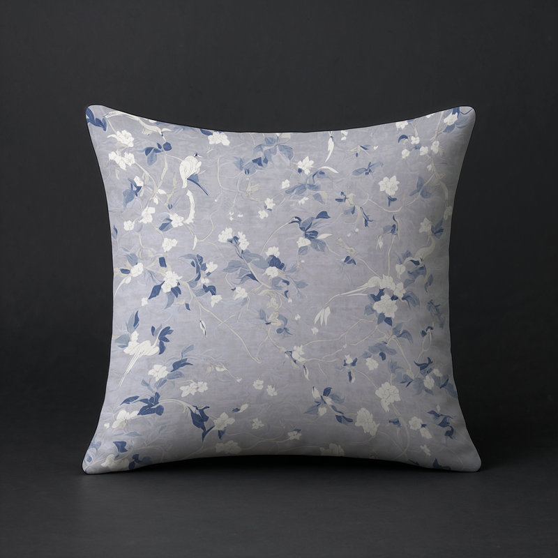 Coussin décoratif intérieur / extérieur gris Modern Modern, Carré 16 po, Floral gris 2