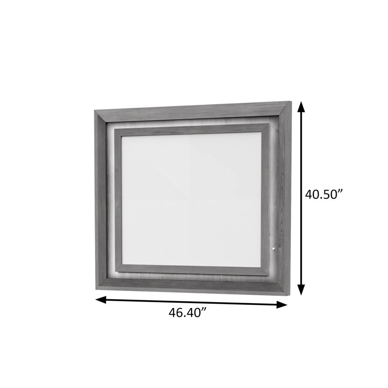 46.4"W Transitional Mirror W/ LED, Gray