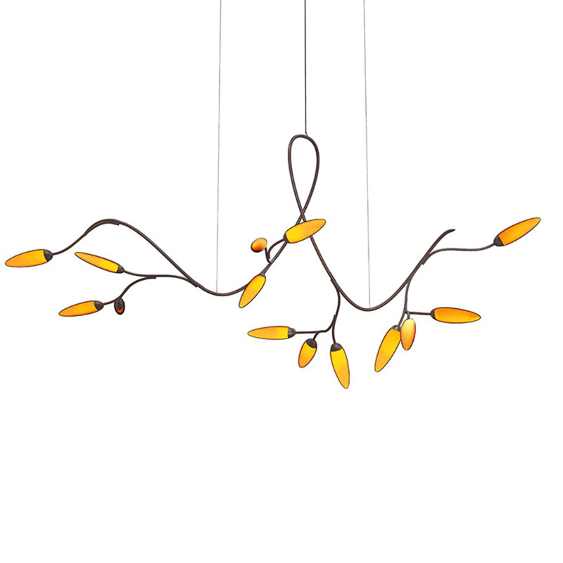 Lustre linéaire moderne à 14 lumières Vines, Bronze café