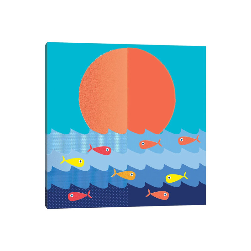 Fish Fishing For Friends by Show Me Mars - Gallery-Wrapped Canvas Giclée on Canvas, Canvas